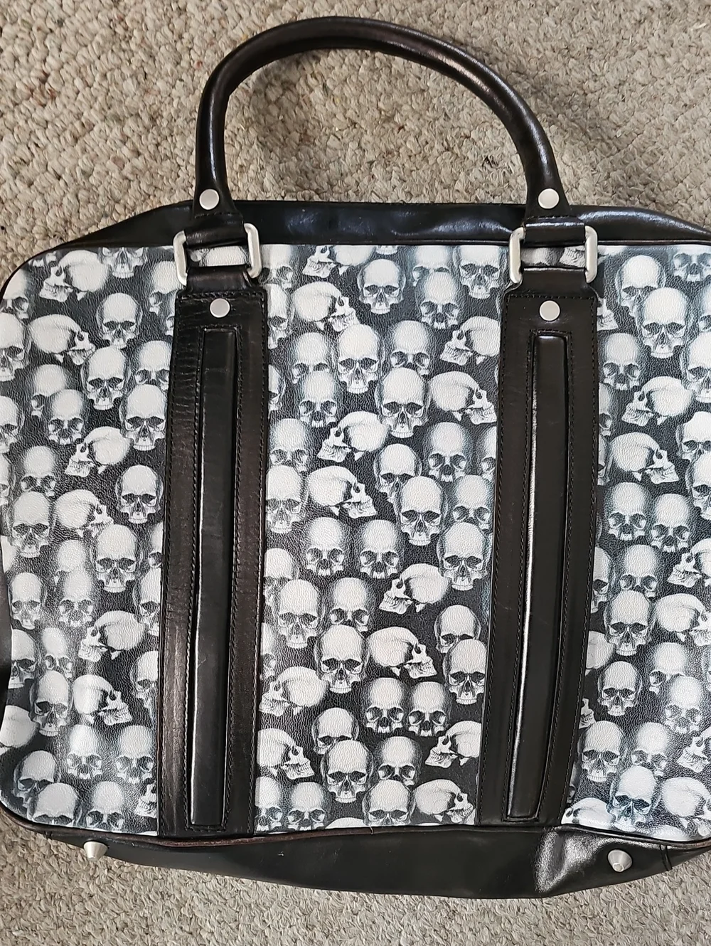 Robert Graham Black & White Skull Pattern Briefcase
